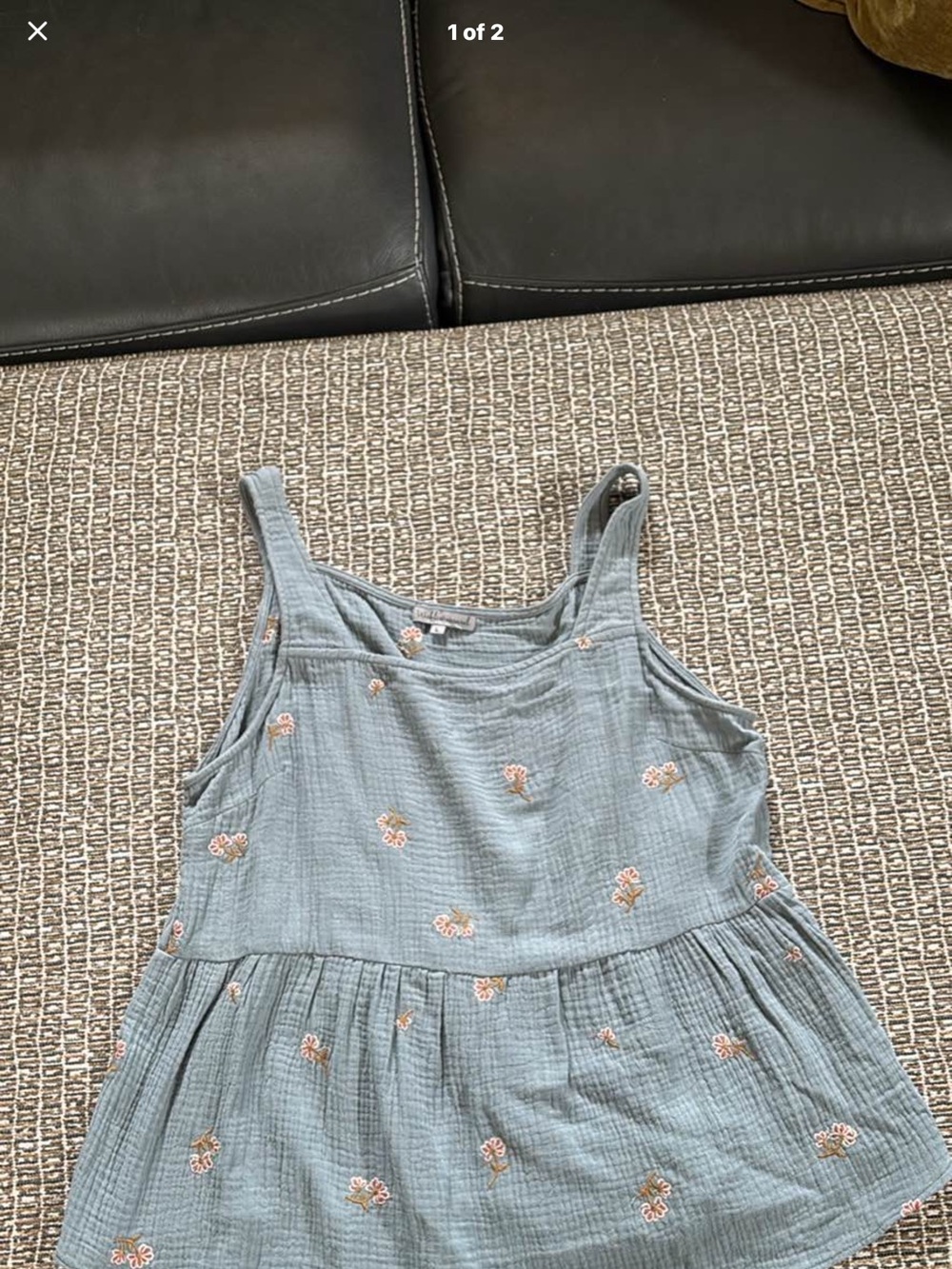 Women's Boutique Blue Floral Embroidered Tank